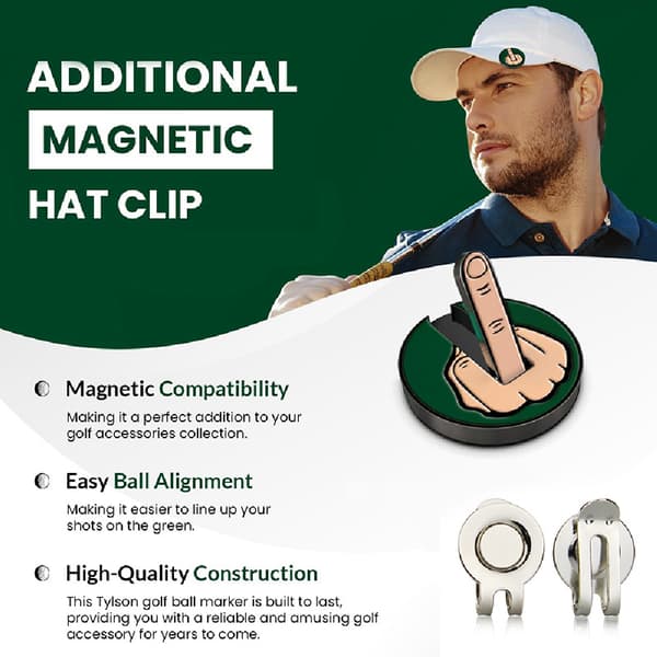 Golfhatteclips med magnetisk boldmarkør, sjov langemand 25 mm golftilbehør White