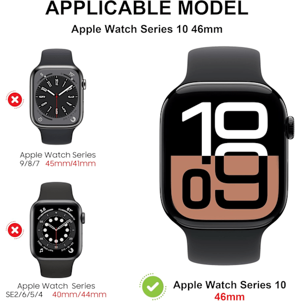 2-pack skärmskydd för Apple Watch Series 10 46 mm, Ultratunt skärmskydd i härdat glas för iWatch S