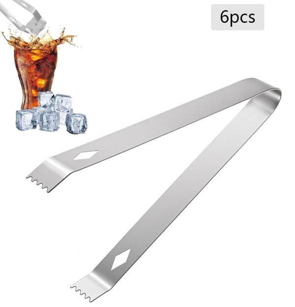 4-pak 16 cm istang i rustfrit stål - Multifunktionel serveringstang til is, sukker, snacks, perfekt til fest, bar, restaurant og kaffebar 6pcs