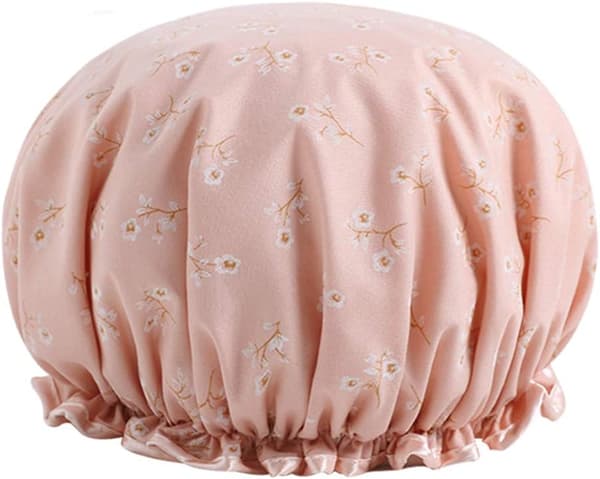 Dusjhette for kvinner, dobbeltlags vanntett elastisk badehette med blomstermønster for kvinner, dusj, spa, salong 2pcs