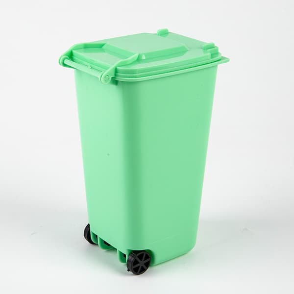 Mini søppelbøtte i plast med lokk, husholdningsstørrelse grønn