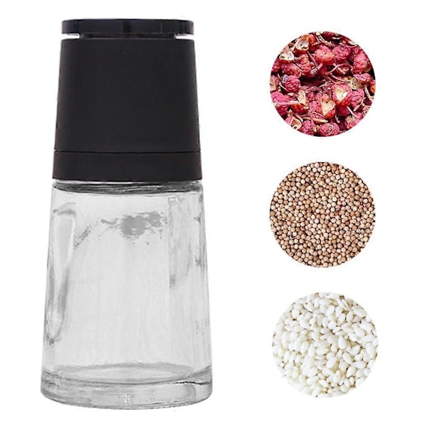 Ofylld kryddkvarn, glasbehållare, keramisk kvarn, kvarn för salt, peppar, kryddor, chilipeppar style165