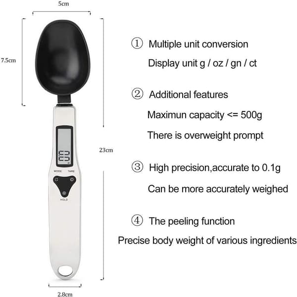 Rosenstein & Söhne Precisionsvåg: Digital skedvåg, 3 tester, LCD-display, maximal vägningskapacitet 500 gram A3