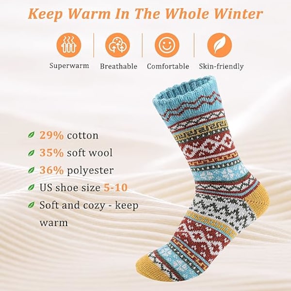 Varma Sockor, 5 Par Damullsockor för Vinter - Mjuka och Tjocka