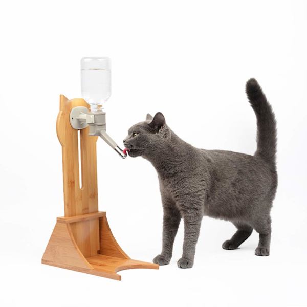 Kattvattendispenser i massivt trä, stativ för husdjursvattendispenser