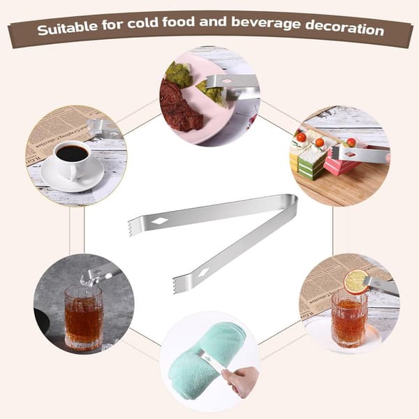4-pak 16 cm istang i rustfrit stål - Multifunktionel serveringstang til is, sukker, snacks, perfekt til fest, bar, restaurant og kaffebar 6pcs