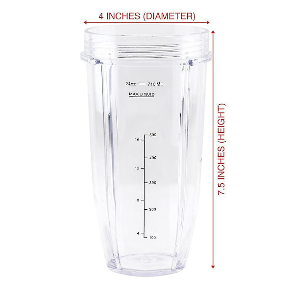 Ersättningsdelar för Ninja Blender, 24oz Mugg 7 Fenor Extraktorblad, För Nutri Ninja Auto Iq Bn801 Black  transparent