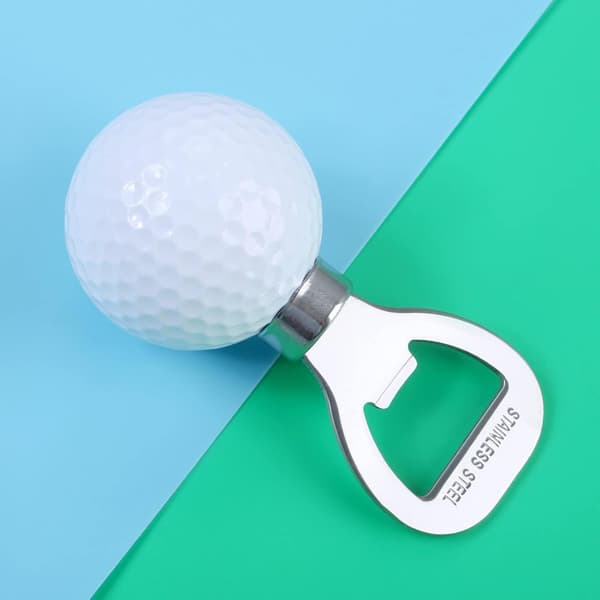 Ølflaskeåpner formet som en golfball, 92,67 mm rustfritt stål - Hvit white