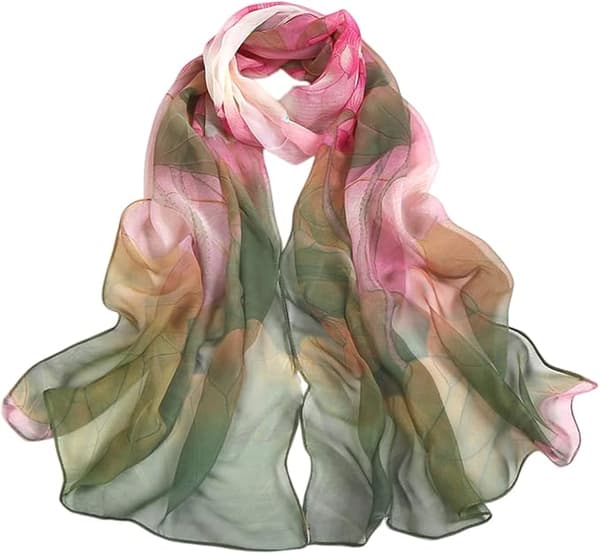 Georgette Chiffon Sjal Kvinner Langt Sjal Blomstermønster