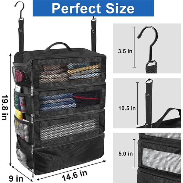 Sammenfoldelig Rejseopbevaringstaske Stor Kapacitet Organizer Sort Black 305