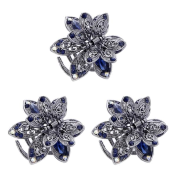 1/3 Strass Blomma Stor Hårklämma Håraccessoarer för 3Set
