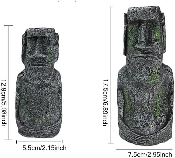 2 stk. antikk påskeøyhode-statueportrett, akvariumfisketankpynt, tilbehør til hjemmekontordekorasjon