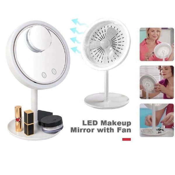 Makeupspejl med LED-lys og ventilator Rosa pink