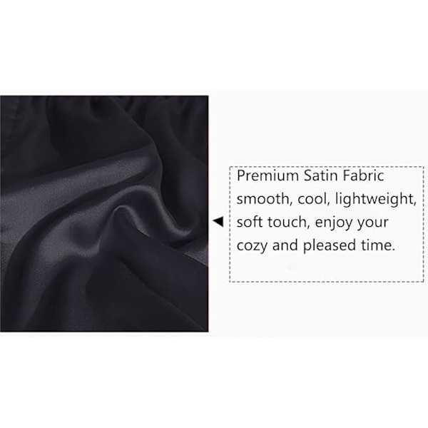 Mäns Satin Boxer Shorts Silke Pyjama Byxor Lounge Sovshorts Svart Black 2XL