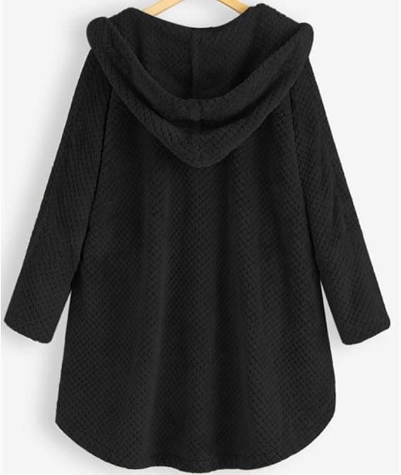 Sort XL fleecehættetrøje i plus size til kvinder, sort black XL