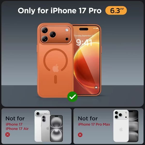 iPhone 17 Pro Oransje MagSafe-deksel – Støtsikkert og trådløs lading