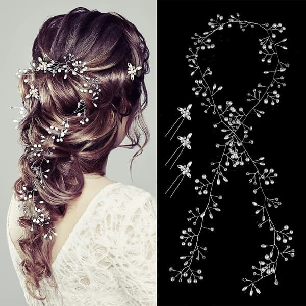 1PC Bryllupshårvin Hårbånd, Rhinestone Perle Hårvin Fletning