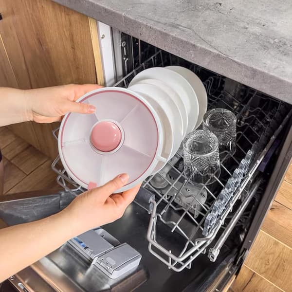 Snurrande - snackssnurra - Rosa - snacksrotator - Återanvändbar - snacksbox - snacksboxar - Snacksbehållare - med - boxar