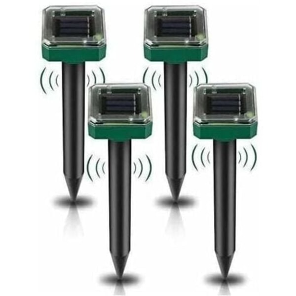 4-pack solcellsdrivna ultraljudsskrämmare för möss, solcellsdrivna utomhusskrämmare för mullvadar, sorkar, kindpåsråttor, ormar och andra gnagare