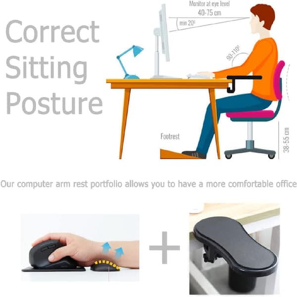 Ergonomisk håndledsstøtte i memoryskum, velegnet til kontorborde og gaming. A1