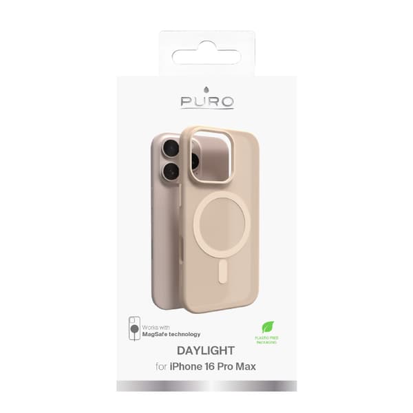kompatibel iPhone 16 Pro Max silikonecover DAYLIGHT, semi-gennemsigtigt, beige Beige, Translucent Polycarbonate, Silicone，TUP