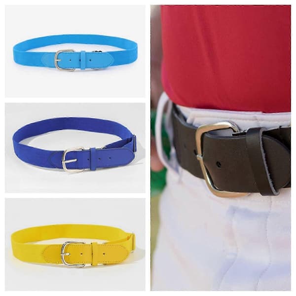 Baseballbælte til voksne, elastikbånd, justerbar længde, kunstlædermateriale, velegnet til baseball og softball, unisex, lyse farver. A21 56-116cm