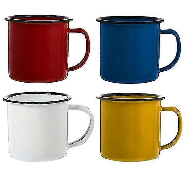 4 emaljmuggar, retro campingmuggar, vattenflaskor, campingkaffe- och mjölkmuggar