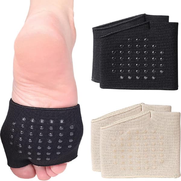 (S-kode) fodbeskyttelse - 2 par plantarplader - forfodspuder - hallux valgus - halvsok til lindring af metatarsalgi - absorberer stød