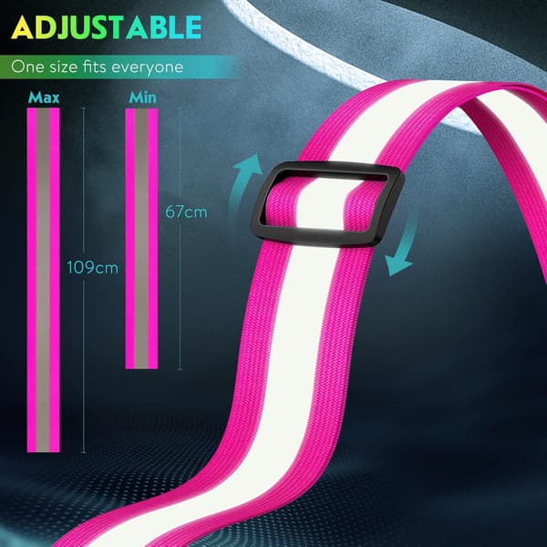 LED reflexväst, USB-uppladdningsbar, justerbar midja/axel - Pink