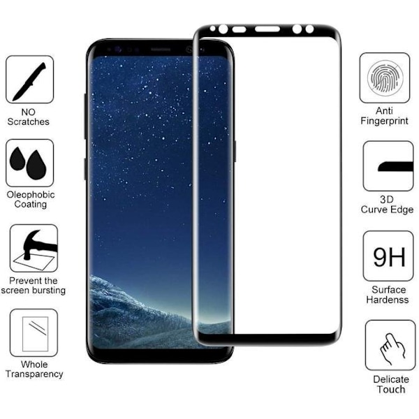 St skärmskydd av högsta kvalitet med full täckning för Samsung S8 plus