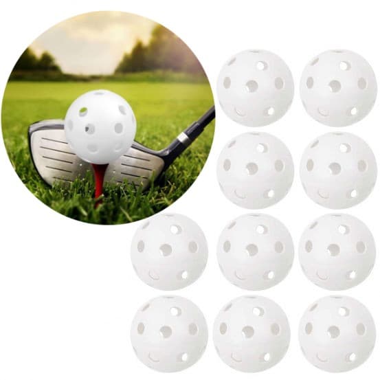 Træningsgolfbolde med huller 10-pak Hvid Vit Hvid