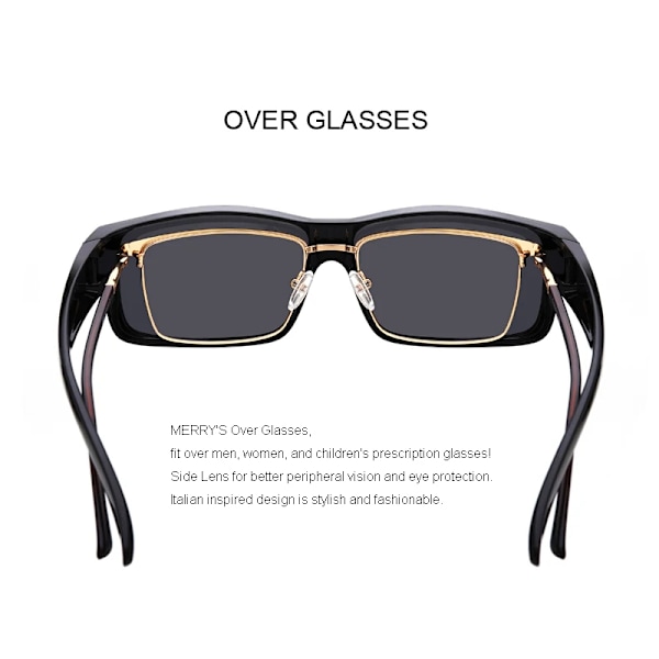 Solglasögon som Passar Över Glasögon med Polariserade Linser för Män och Kvinnor UV400 Skydd S3015 C01 Black