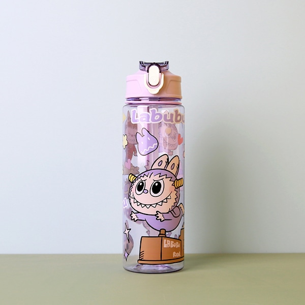 Labubu 750ml Vattenflaska Kawaii The Monsters Barn Sugrörskopp Bärbar Stor Kapacitet Utomhus Sport Labubus Vattenflaska Gåvor purple
