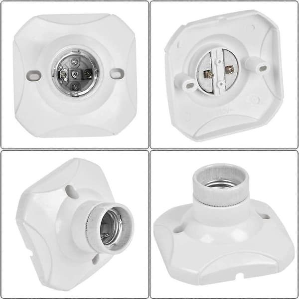 4 stk E27 LED lyspæresokkel E27 lampeholder E27 sokkelholder veggmontert E27 base med brakett (AC 220-250V, hvit)
