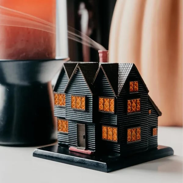 Heksehus Røgelsebrænder, Halloween Røgelsebrænder Ornament, Julelandsby Hus Røgelsebrænder Spøgelses Røgelseholder