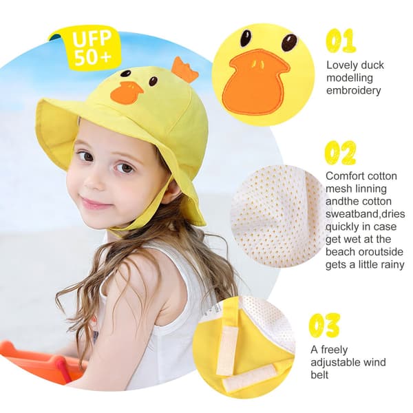 Ælling - Solhat til babypige, unisex, foldbar, UV-beskyttelse, strandhat