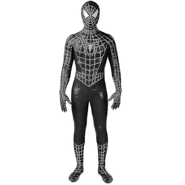 Tobey Maguire Spiderman Kostym Svart/röd Raimi Spider Man Cosplay Superhjälte Zentai Dräkt Halloween Kostymer svart black 140