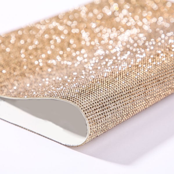 Glänsande Kristall Strass Tejp Kristall Strass Tejper Stark Självhäftande Tejp för DIY Dekoration Champagne Champagne 1cm