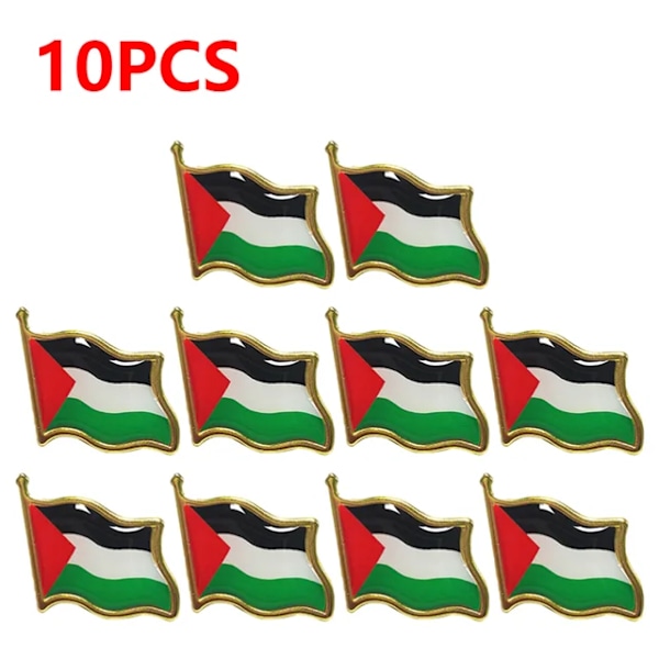 2-10 ST Palestine FLAG BADGE Rostfritt stål Palestina Flagga Nål Slagstift Ryggsäck Ikon علم دولة فلسطين 10Pcs