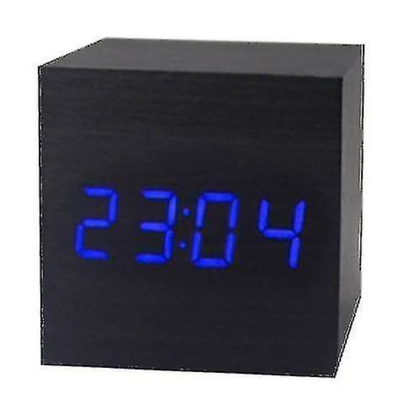 Gingko Cube LED Klickklocka Väckarklocka med Ljudaktivering (Tid, Datum och Temperatur) Flera Färger Black blue
