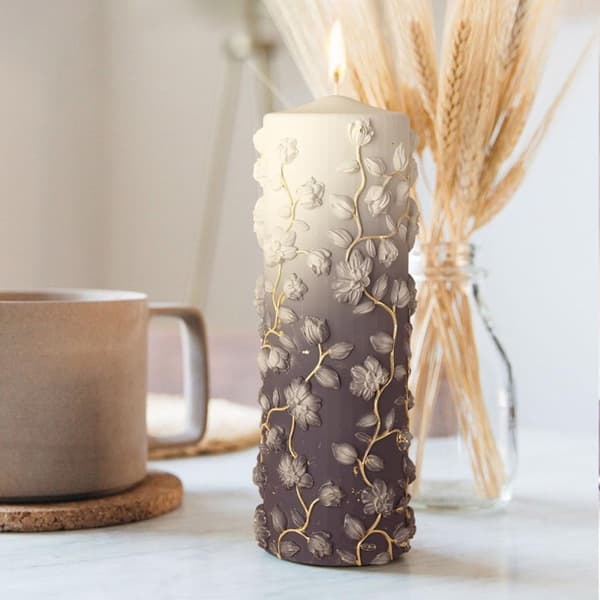 Præget Cylinder Silikoneform, 3D Mønster Lys- og Gips Håndværkssæt til Indretning, DIY Rør Diffusersten med Ornament Design style A
