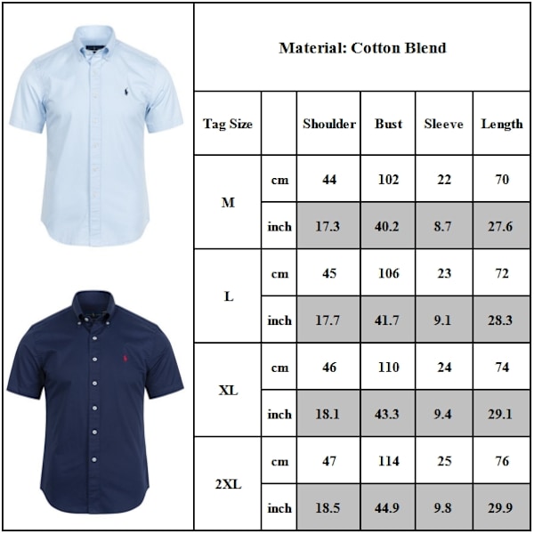 Skjorta Herr Casual Kortärmad Knapp-Ner Broderad Skjorta Ljusblå Sky Blue M
