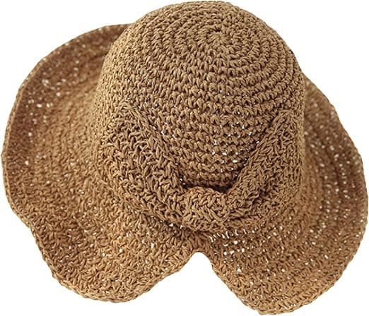 Khaki - Sammenfoldelig strandhat - Sommerhatte til kvinder - Hatte med sløjfer