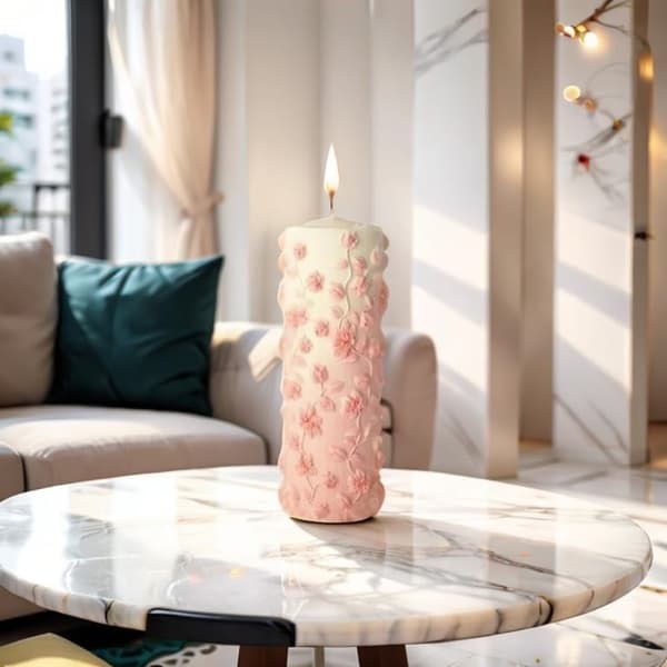 Preget sylinder silikonform, 3D-mønster stearinlys og gips håndverkssett for dekor, DIY rør diffusersteiner med ornamentdesign style A