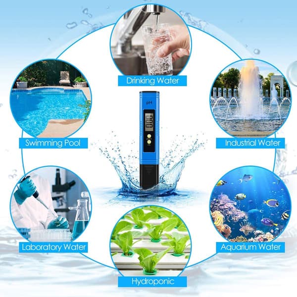 Digital PH-mätare, 0.00-14.00 Högdensitetsvattenkvalitet Noggrann Test, Bärbart Vattenkvalitetstestinstrument, för Dricksvatten/Pool