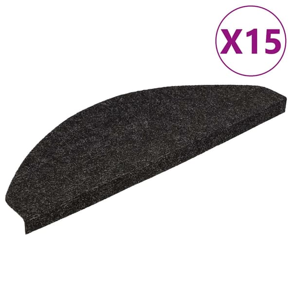 vidaXL Selvklæbende trappetrinmåtter 15 stk. 56x17x3 cm Sort Black black