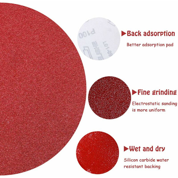 75mm Runt Sandpapper - Slipande Sandpapper för Slipmaskin, 100 ST, Kornstorlek 80/100/180/240/600/800/1000/1200/2000/3000
