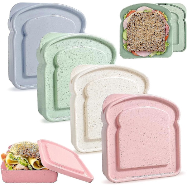 4 st Smörgåslådor, Smörgåslådor för Lunchlådor, Återanvändbar Smörgåslåda för Barn Söt Toastform
