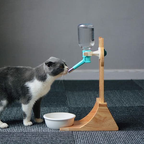 Kattvattendispenser i massivt trä, stativ för husdjursvattendispenser