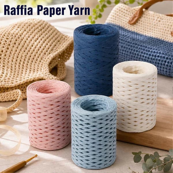 Raffia Pappersgarn - Flerfärgat DIY Hantverksband Presentinslagning D